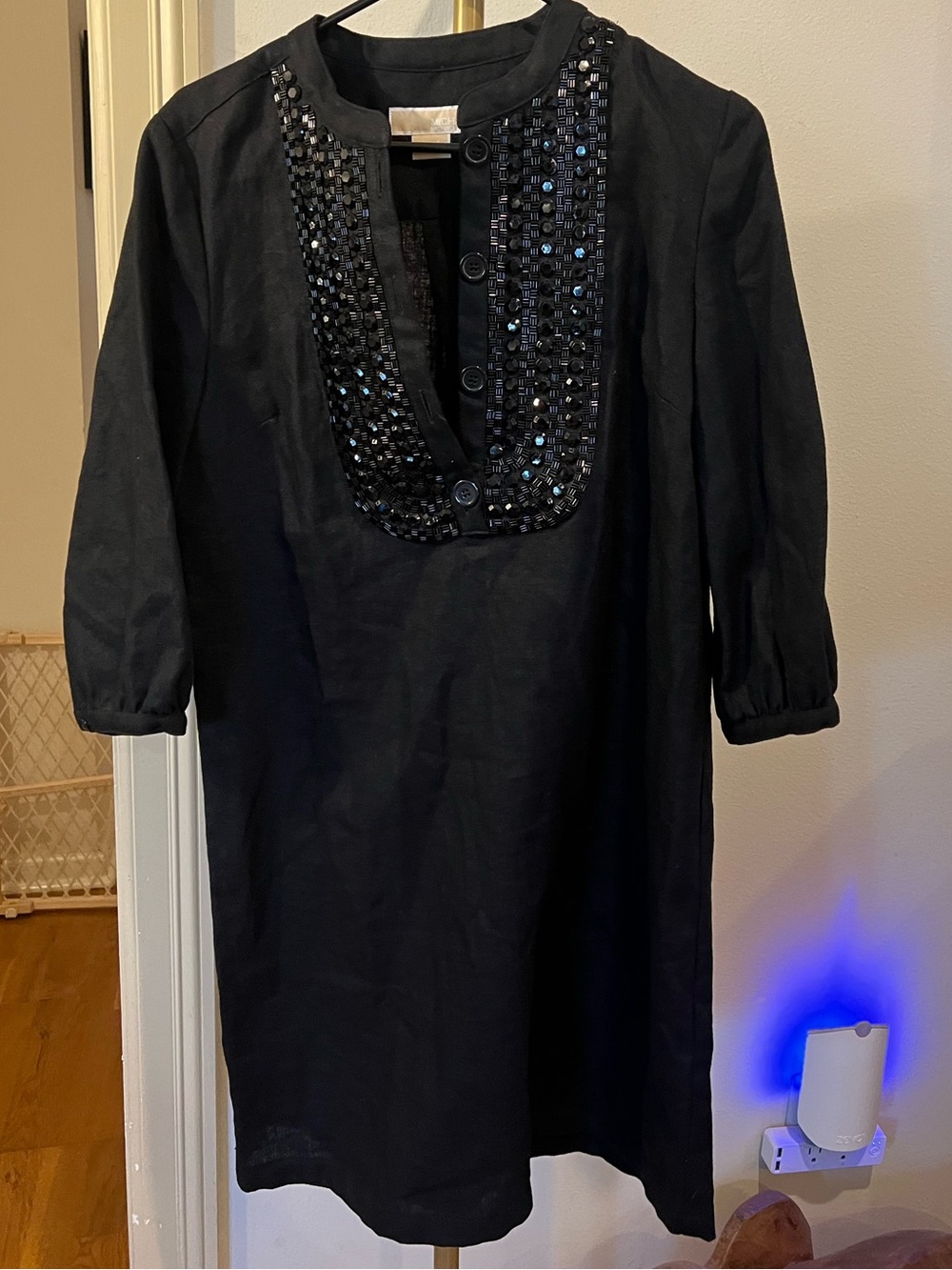 MICHAEL Michael Kors Black Long-Sleeve Embellished Tunic Dress